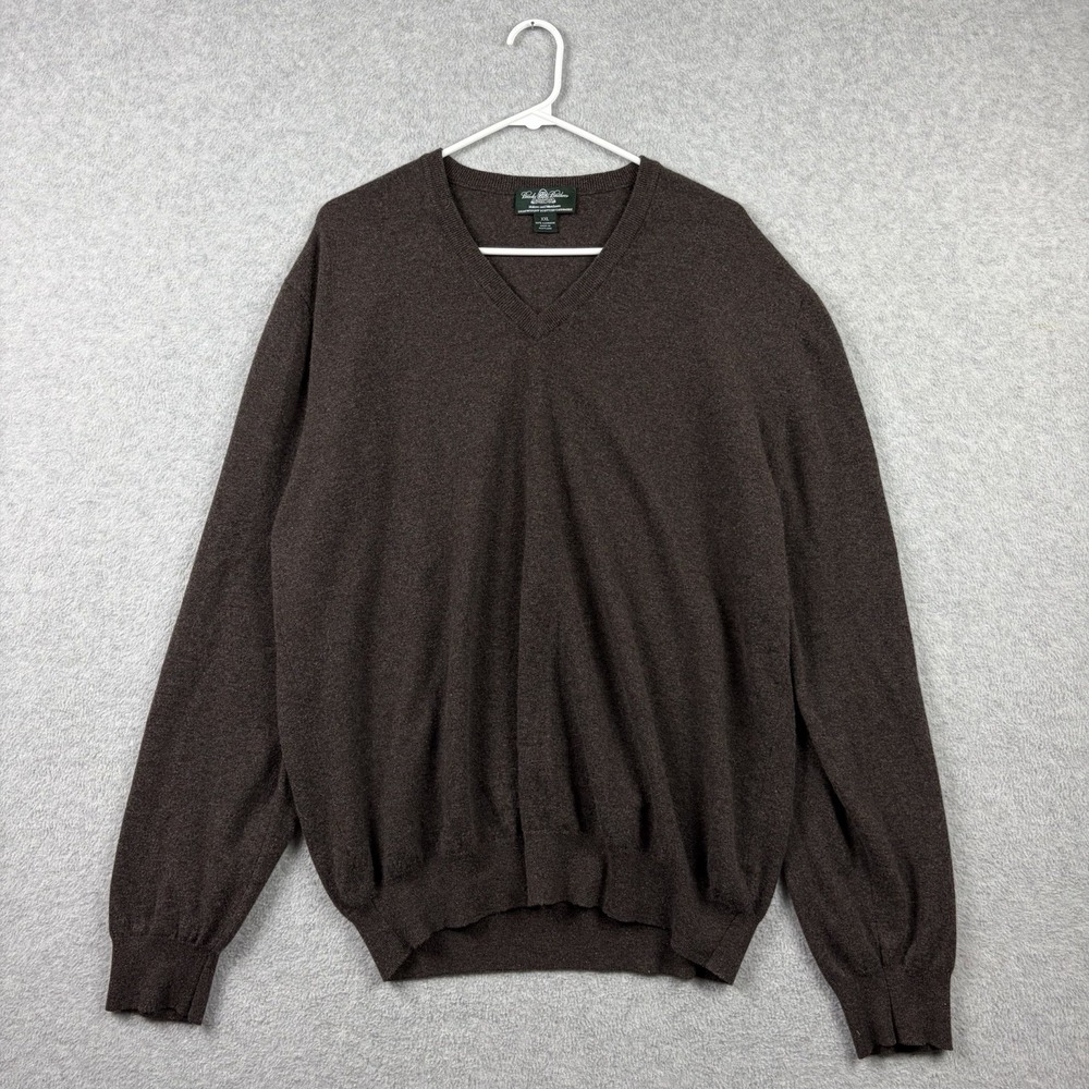 Brooks Brothers Country Club Sweater Men 2XL Brown Lightweight Scottish Cashmere